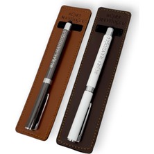 Öğretmenler Günü Günlük Hediyelik 2'li Isme Özel El Yapımı Deri Kılıflı Touch Pen Kalem Seti