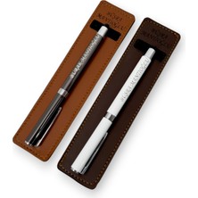 Öğretmenler Günü Günlük Hediyelik 2'li Isme Özel El Yapımı Deri Kılıflı Touch Pen Kalem Seti