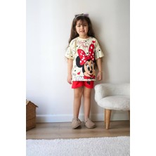 Sacro Kids Minnie Mouse Baskılı Şort-Tişört Yazlık Kız Çocuk Takım