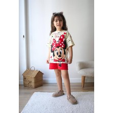 Sacro Kids Minnie Mouse Baskılı Şort-Tişört Yazlık Kız Çocuk Takım