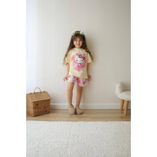 Sacro Kids Hello Kity Desenli Şort-Tişört Yazlık Kız Çocuk Takım