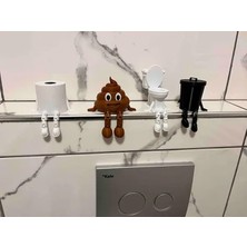 4'lü Eğlenceli Banyo Dekoratif Figür Seti /tuvalet Kağıdı, Çöp Kovası, Kaka Emojisi ,klozet Aksesuar