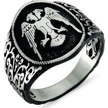 925 Ayar Gümüş Çift Başlı Selçuklu Kartalı Erkek Yüzük