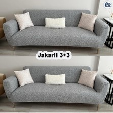 BAQDO Jakarlı 3+3 Koltuk Örtüsü Kaliteli, Lastikli, Esnek, Streç, Çekyat, Kanepe Kılıfı Yıkanabilir 33