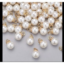 Yiğit Aksesuar 10 Adet 10 mm Gold Rondelalı Inci Boncuk Takı Bileklik Kolye Ucu Malzemesi