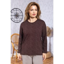 Kadın Yeni Model Yüksek Kalite Yuvarlak Yaka Orta Yaş Anne Penye Bluz 6549