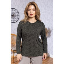 Kadın Yeni Model Yüksek Kalite Yuvarlak Yaka Orta Yaş Anne Penye Bluz 6549