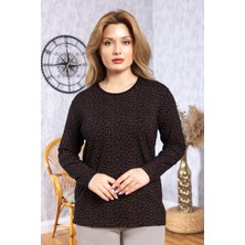 Kadın Yeni Model Yüksek Kalite Yuvarlak Yaka Orta Yaş Anne Penye Bluz 6549