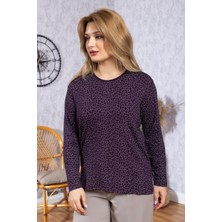 Kadın Yeni Model Yüksek Kalite Yuvarlak Yaka Orta Yaş Anne Penye Bluz 6549