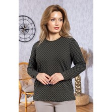 Kadın Yeni Model Yüksek Kalite Yuvarlak Yaka Orta Yaş Anne Penye Bluz 6547