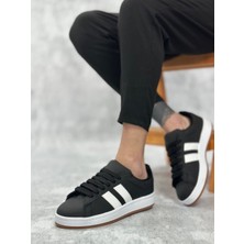 BA0235 Boa Iki Çizgili Siyah Cilt Erkek Günlük Ayakkabı