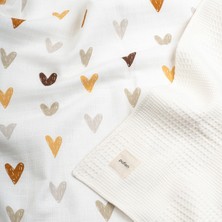 Pufien 100 x 140 Çok Desenli Çift Yönlü Müslin Bebek Örtüsü, Çok Amaçlı Waffle Müslin Örtü & Battaniye