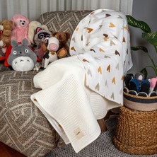 Pufien 100 x 140 Çok Desenli Çift Yönlü Müslin Bebek Örtüsü, Çok Amaçlı Waffle Müslin Örtü & Battaniye
