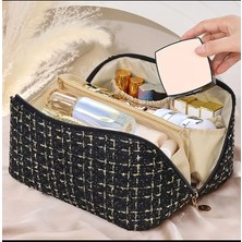 Tüvit Kumaş Geniş Hacimli Makyaj Çantası / Organizer