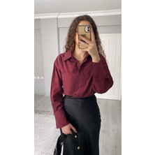 Nice Boutique Premium   Bordo Oversize Gömlek
