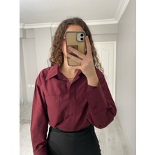 Nice Boutique Premium   Bordo Oversize Gömlek