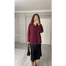 Nice Boutique Premium   Bordo Oversize Gömlek