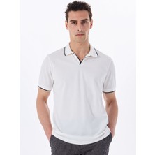 Fabrika Düz Kırık Beyaz Erkek Polo T-Shirt F5SM-TST 2742