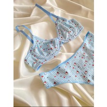 Mavi Hello Kıtty Pamuklu Sütyen Takım