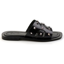 Bambi Siyah Leather Kadın Terlik K04826076103