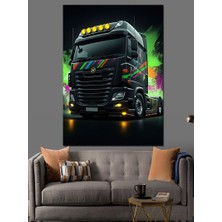 Gece Yarısı Tır Dekoratif Kanvas - Mdf Ahşap Tablo