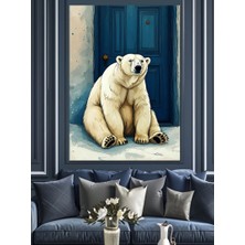 Karizma Tablo Kapı Önünde Kutup Ayısı Dekoratif Kanvas - Mdf Ahşap Tablo