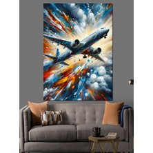 Patlayan Jet Uçağı Dekoratif Kanvas - Mdf Ahşap Tablo