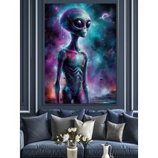 Karizma Tablo Uzaylı Figürü Dekoratif Kanvas - Mdf Ahşap Tablo