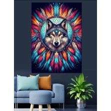 Karizma Tablo Kurt Totemi Dekoratif Kanvas - Mdf Ahşap Tablo