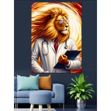 Karizma Tablo Doktor Aslan Dekoratif Kanvas - Mdf Ahşap Tablo