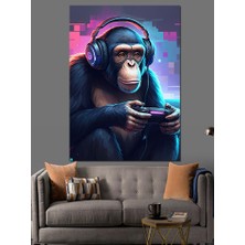 Karizma Tablo Oyun Oynayan Maymun Dekoratif Kanvas - Mdf Ahşap Tablo