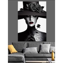 Karizma Tablo Şapkalı Kadın Silueti Dekoratif Kanvas - Mdf Ahşap Tablo