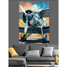 Karizma Tablo Eski Uçak Çizimi Dekoratif Kanvas - Mdf Ahşap Tablo