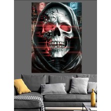 Ekart Karanlık Kafatası Dekoratif Kanvas - Mdf Ahşap Tablo