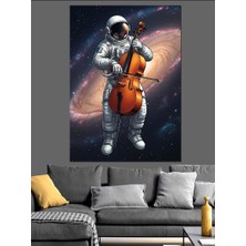 Ekart Çello Çalan Astronot Dekoratif Kanvas - Mdf Ahşap Tablo