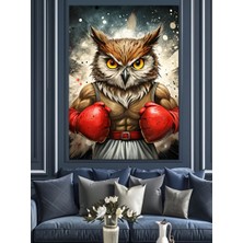 Ekart Boks Eldivenli Baykuş Dekoratif Kanvas - Mdf Ahşap Tablo