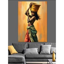 Ekart Su Taşıyan Kadın Figürü Dekoratif Kanvas - Mdf Ahşap Tablo