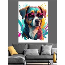 Ekart Renkli Köpek Gözlükleri Dekoratif Kanvas - Mdf Ahşap Tablo