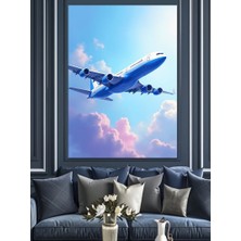 Ekart Gökyüzünde Uçak Dekoratif Kanvas - Mdf Ahşap Tablo