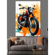 Ekart Kırmızı Retro Motosiklet Dekoratif Kanvas - Mdf Ahşap Tablo