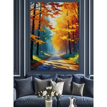 Ekart Sonbahar Orman Yolu Dekoratif Kanvas - Mdf Ahşap Tablo