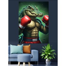 Ekart Boksör Timsah Dekoratif Kanvas - Mdf Ahşap Tablo