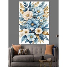 Ekart Mavi Çiçek Aranjmanı Dekoratif Kanvas - Mdf Ahşap Tablo