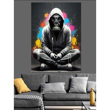 Ekart Maske Takan Adam Dekoratif Kanvas - Mdf Ahşap Tablo