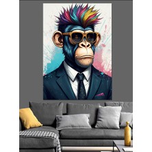 Ekart Maymun Iş Adamı Dekoratif Kanvas - Mdf Ahşap Tablo
