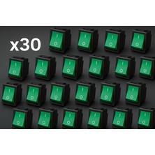 BRK 01 YSN 30*22MM Siyah Gövde 2no Işıklı Terminalli 0-1 Baskılı Yeşil 25A Serisi Anahtar Özellikleri (30 Adet)