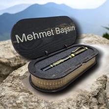 Kişiye Özel Kalem Besmele Kabartmalı ve Ahşap Kalem Kutusu