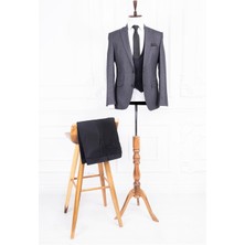 Paco Romano Erkek Slim Fit Mono Yaka Füme Yelekli Takım Elbise