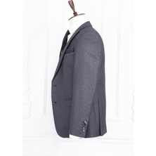 Paco Romano Erkek Slim Fit Mono Yaka Füme Yelekli Takım Elbise