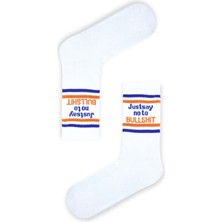 JUST SAY NO TO BULLSH.T YAZILI BEYAZ TENİS ÇORAP
